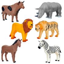 6 Bonecos De Animais Em Vinil Brinquedo Infantil Realista