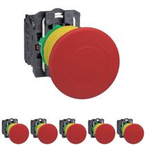 6 Botão Comando 22mm Com Trava Puxa Vermelho - Schneider