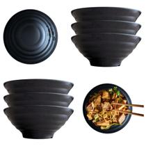 6 Bowl Oriental 1000ml Tigela Redonda em Melamina Preto 1L