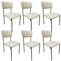 6 Cadeira De Aço Lis Cozinha Estofada Decorativa em material sintético