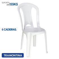 6 Cadeira Plástica Branca Tramontina Multiuso Suporta 155 KG