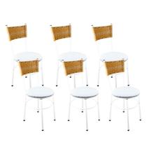 6 Cadeiras Brancas Para Cozinha Viena Palha