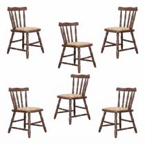 6 Cadeiras Colonial Soft Estofada Imbuia