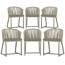 6 Cadeiras de Jantar Área Noronha em Alumínio com Pintura Fendi Corda Náutica E8 Trama Original