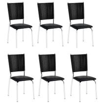 6 Cadeiras Duda Cromada Junco Sintético Preto Assento Preto Para Cozinha Sala de Jantar e Restaurante 6 Cadeiras Duda Cromada Junco Sintético Preto Assento Preto Para Cozinha Sala de Jantar e Restaurante