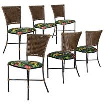 6 Cadeiras Gramado Argila Sala De Jantar Em Fibra Sintética