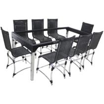 6 Cadeiras Haiti e Mesa de Jantar Haiti em Alumínio para Cozinha, Jardim, Edícula - Trama Original