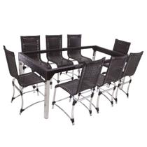 6 Cadeiras Haiti e Mesa de Jantar Haiti em Alumínio para Cozinha, Jardim, Edícula - Trama Original
