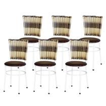 6 Cadeiras para Mesa Branca Hawai Cappuccino Premium - Laumar