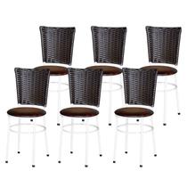 6 Cadeiras para Mesa Branca Hawai Marrom
