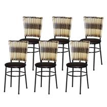 6 Cadeiras para Mesa Preta Hawai Cappuccino Premium