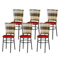 6 Cadeiras para Mesa Preta Hawai Cappuccino Premium