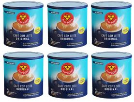 6 CAFE Com LEITE Original Solúvel Três CORAÇÕES Lata