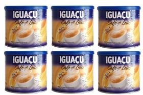 6 CAFÉ COM LEITE Solúvel IGUAÇU Lata 300g