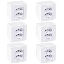 6 Caixa de Sobrepor com 2 Tomadas 3 Pinos 10a 75x75mm Branco Margirius