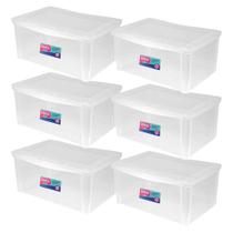 6 Caixa Organizadora Decorativa 65L Com Trava Transparente