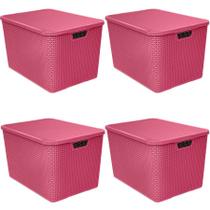 6 Caixa Rattan Organizador de Guarda Roupa C/Tampa 40L Cores