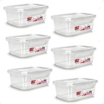6 Caixa Retangular Gourmet C/ Travas Transparente 750ml