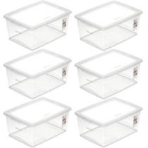 6 Caixas Organizadoras 15L Plástico Empilháveis com Tampa My Closet Ordene Multiuso Transparente