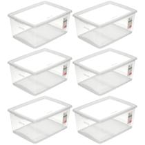 6 Caixas Organizadoras com Tampa 30L Empilháveis Click Ordene de Plástico 6 Caixas Organizadoras com Tampa 30L Empilháveis Click Ordene de Plástico