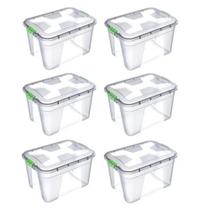 6 caixas organizadoras de 20 litros transparente - uninjet