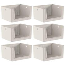 6 Caixas Organizadoras Flow 16L Cestos Bege Abertura Frontal 6 Caixas Organizadoras Flow 16L Cestos Bege Abertura Frontal