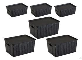 6 Caixas Organizadoras Sendo 03 De 15 Lts + 03 De 6,5 Lts 6 Caixas Organizadoras Sendo 03 De 15 Lts + 03 De 6,5 Lts