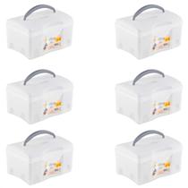 6 Caixas Para Cosméticos Utility Box C/ Alça 21x12x15cm