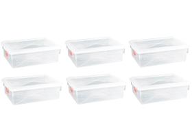 6 Caixas Plásticas C/ Tampa Organizadora Multi Uso 11 Litros 6 Caixas Plásticas C/ Tampa Organizadora Multi Uso 11 Litros