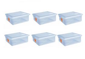 6 Caixas Plásticas Com Tampa Organizadora Multi Uso 8 Litros