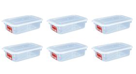 6 Caixas Plásticas Com Tampa Transparente Multi Uso 1,3 L