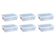 6 Caixas Plásticas Com Tampa Transparente Multi Uso 2,5 L