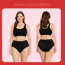 6 Calcinhas Algodão Renda Cintura Alta Conforto Modeladora