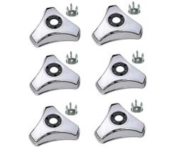 6 Calota 3 Pontas Aro 16 17,5 Metal Caminhao Rodoar + Suporte