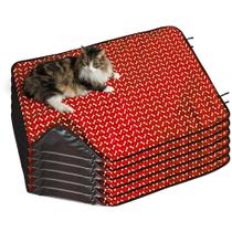 6 Caminhas para Cães e Gatos Dobrável 300 Lavagens 100x70 Ossinho Vermelho 3 Camadas Antipulgas