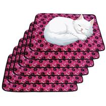 6 Caminhas para Cães e Gatos Dobrável 300 Lavagens 70x50 Patinha Rosa 3 Camadas Antipulgas Quality