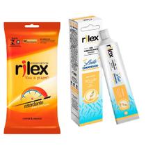 6 Camisinha Preservativo Rilex Retardante + gel lubrificante leite condensado 50g