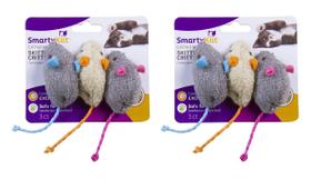 6 Camundongos de Catnip SmartyKat Skitter Critters - Brinquedo para Gato