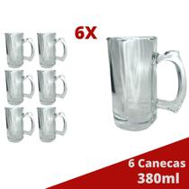6 Caneca Vidro Grosso Congelável Cerveja e Chopp 380ML