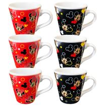 6 Caneca Xicara Personalizado Minnie e Mickey Disney de Porcelana 110 ml 6 Caneca Xicara Personalizado Minnie e Mickey Disney de Porcelana 110 ml