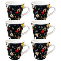 6 Caneca Xicara Personalizado Minnie e Mickey Disney de Porcelana 110 ml