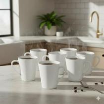 6 Canecas de Porcelana Branca 300 ML sem pires Sublimação Lettering Personalizaveis