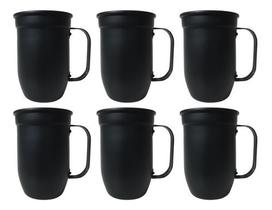 6 Canecas Preta De Alumínio 400 Ml