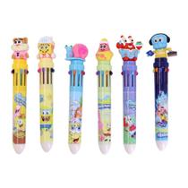 6 Canetas Esferográfica 10 cores Bob Esponja Nickelodeon 1mm