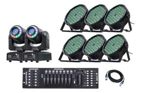 6 Canhao 60 Leds 3w Triled + Mesa Dmx C/cabos + Moving 60w