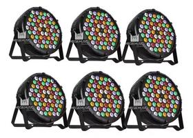 6 Canhão Refletor Led Par 64 Slim Rgbwa 60 Led 3w Ambar Dmx Dj