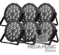 6 Canhão Refletor Par Led Slim 18 Leds 12w Rgbw Dmx Quadrileds - SHOWTECH