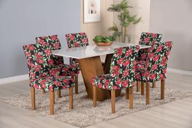 6 Capas Pra Cadeira Jantar Malha Com Elástico estampada florida - lua confecções