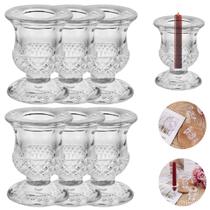 6 Castiçais De Vidro Porta Vela Transparente Enfeite Decoração 6 Castiçais De Vidro Porta Vela Transparente Enfeite Decoração