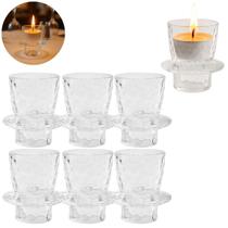 6 Castiçal de Vidro Cônico Porta Velas Decoração Tealight 6 Castiçal de Vidro Cônico Porta Velas Decoração Tealight